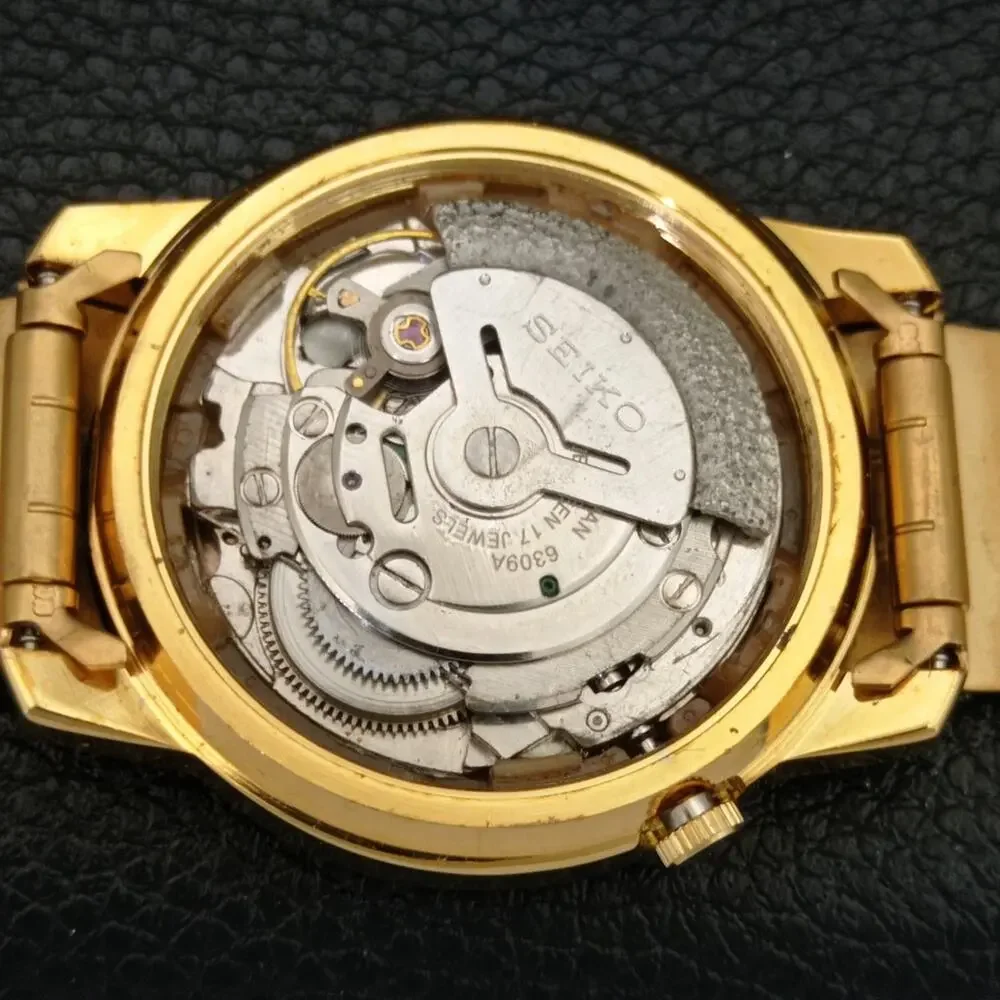 Vintage 1980 Seiko Automatic Mens Gold Watch W/daydate & Arabic accents